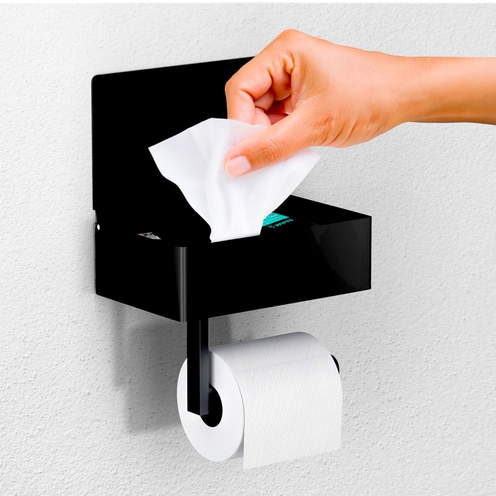 Brand New! Matte Black Toilet Paper Holder Shelf With Wipe Holder for Bathroom